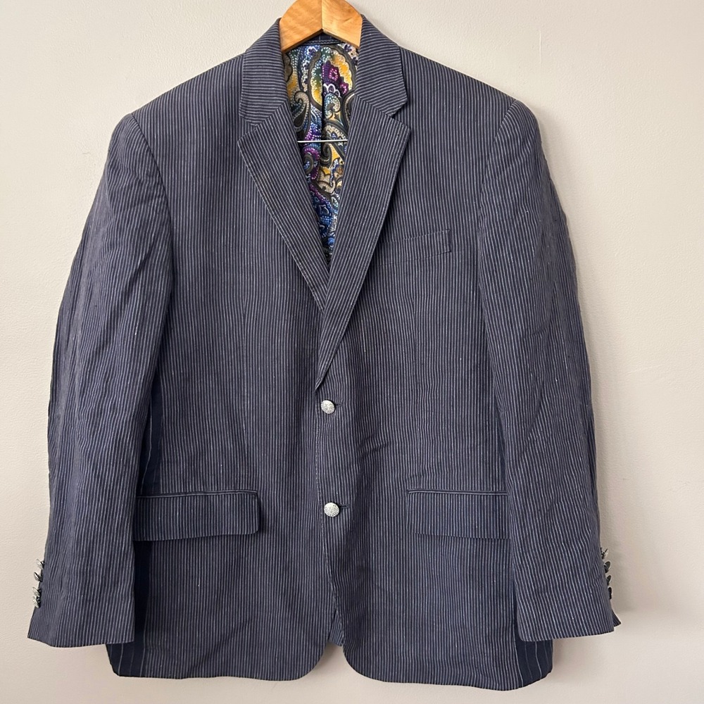 Robert Graham Navy Pinstripe Sport Coat with Paisley Lining